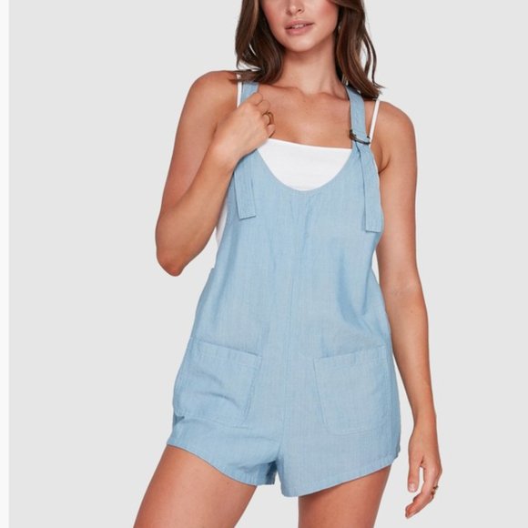 Billabong Pants - BILLABONG sz 8 womens weekender onesie chambray blue playsuit romper NEW pockets
